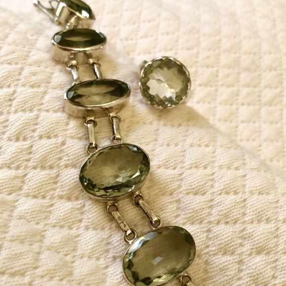 LOIS HILL Green Amethyst Necklace&Earrings ARTISAN Green Amethyst Ring&Bracelet - Picture 8 of 16